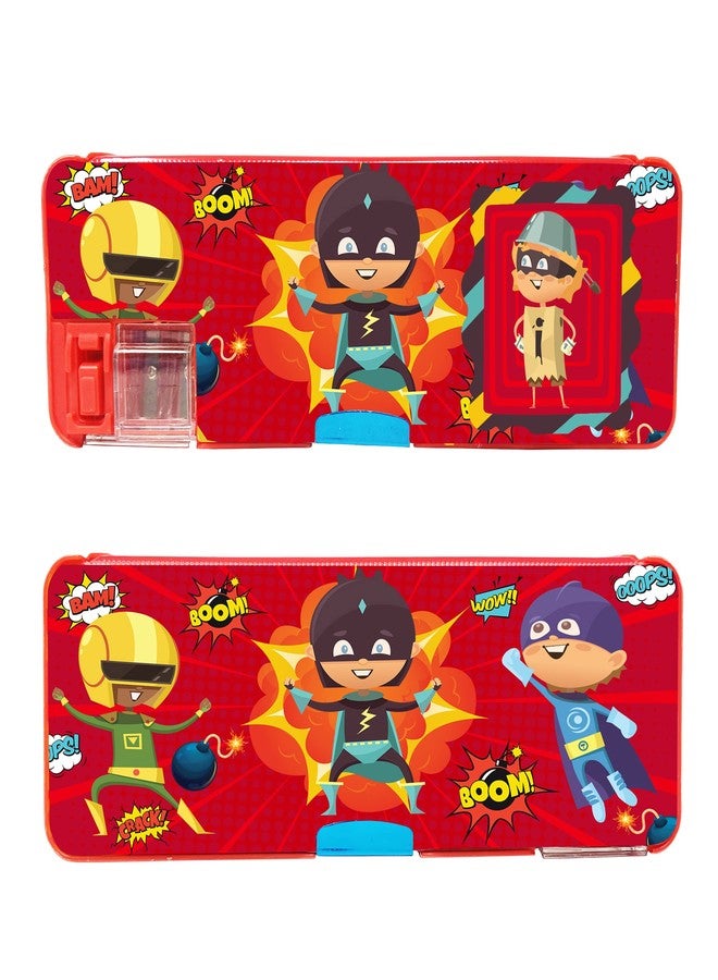 Sidak Stationery Pencil Box Combo of 5 Items - 1 Pencil Box with Calculator,1 Cartoon Pen, 1 Lead Pencil with Extra Refill, 1 Eraser and 1 Scale for Kids. (Red) - Image 5